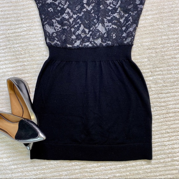NWT Loft grey and black lace sweater dress - Picture 5 of 13
